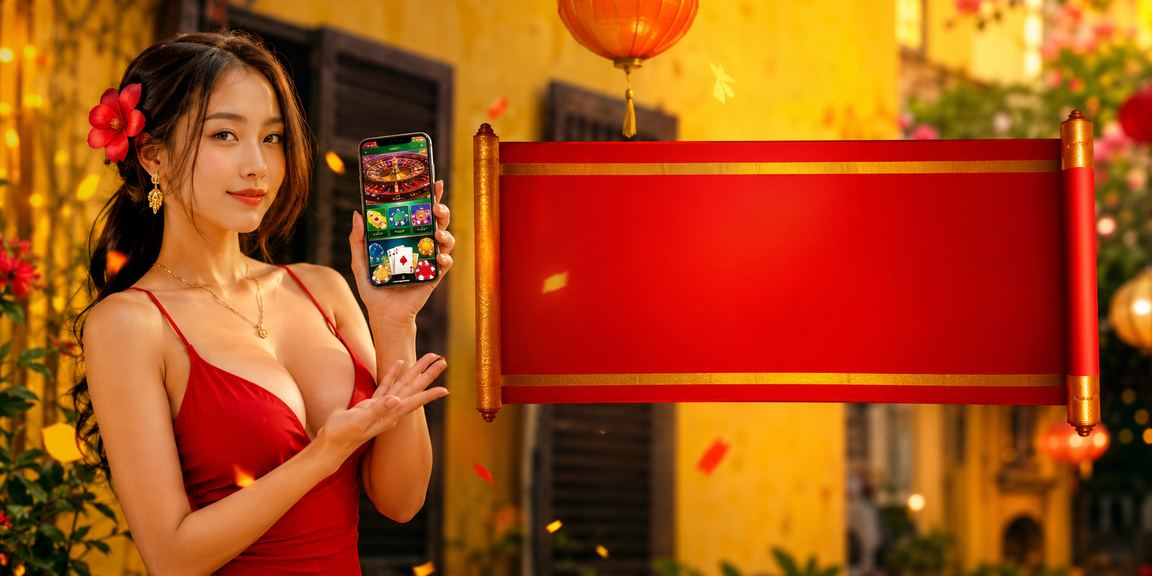 Người dùng trải nghiệm casino di động tại lễ hội Hội An